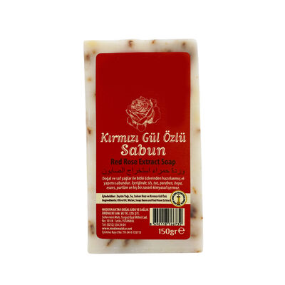 Modern Aktar - KIRMIZI GÜLLÜ EL YAPIMI SABUN 150 GR